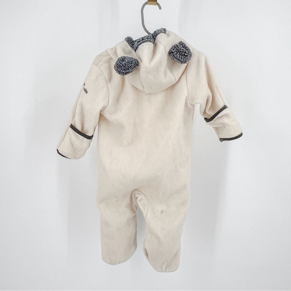 Columbia Tiny Bear White/Gray Fleece Zip-Front Baby Bunting Winter Suit 6-12M - Picture 4 of 4